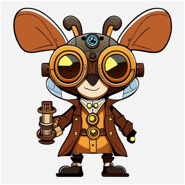 Maskotka Steampunk Postać Ilustracja Do Grafiki