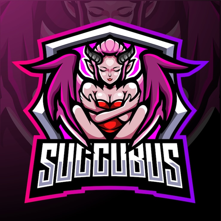 Wektor maskotka sukkuba. projektowanie logo esport