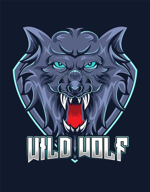 Maskotka Wild Wolf Z Tarczą Do Projektowania Wektorów Logo Gier E-sportowych