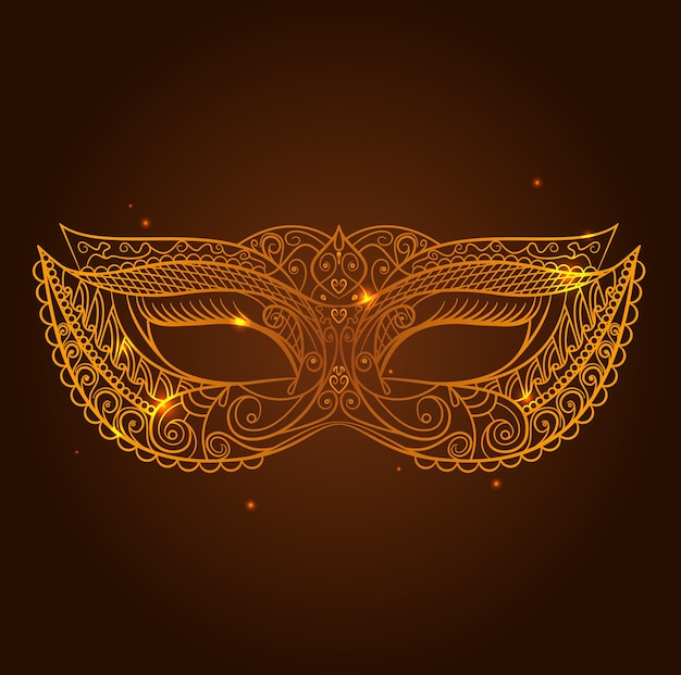 Plik wektorowy masquerade carnival mask cienka linia na ciemnobrązowym tle symbol święta. ilustracja wektorowa