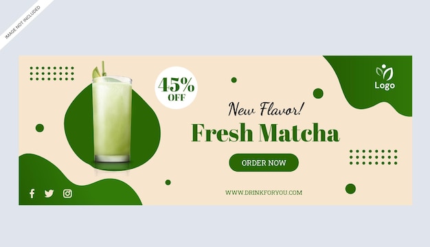 Plik wektorowy matcha drink banner sklep druk promocyjny wzór projektu biznesowego