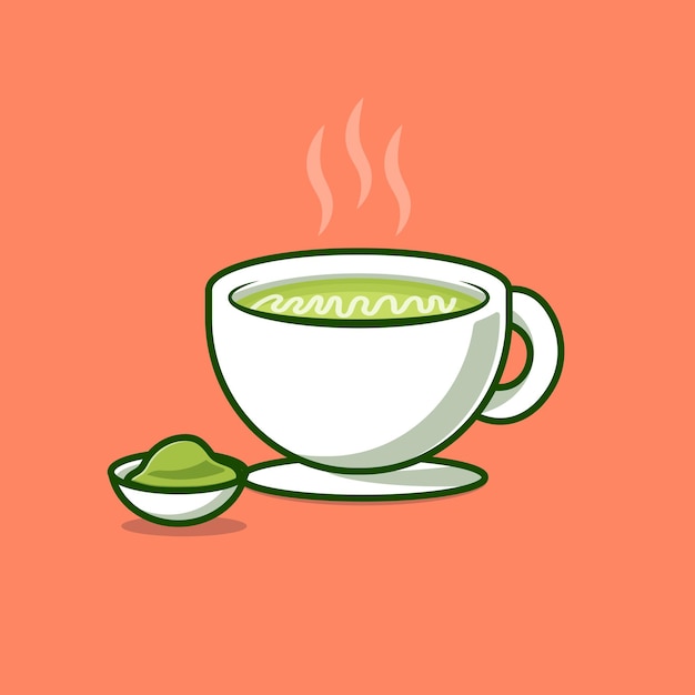 Matcha latte kreskówka wektor ikona ilustracja