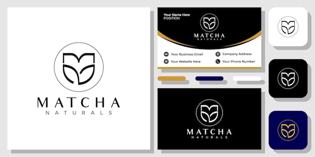 Matcha Naturals Symbol Graficzny Kwiat Kobiece Inicjały Kształt Tulipana Z Szablonem Wizytówki