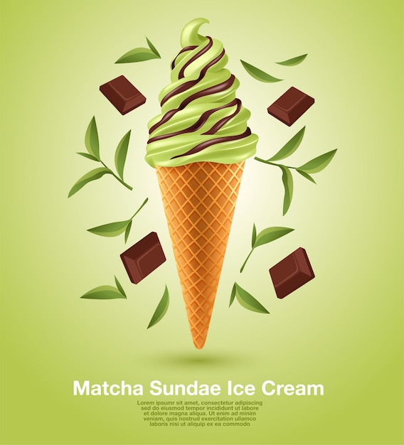 Matcha Sundae Miękki Serw