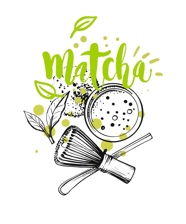 Wektor matcha w proszku zielona herbata.
