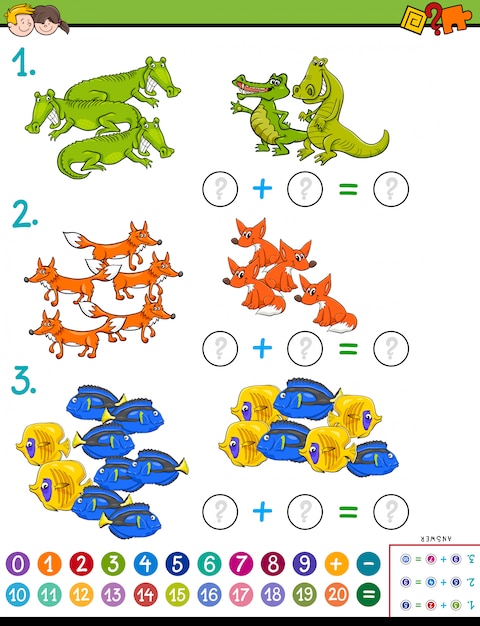 Matematyczna Gra Odejmowania Dla Dzieci Ze Zwierzętami