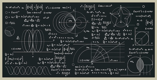 Plik wektorowy matematyka i nauka formuł z liczbami na tablicy