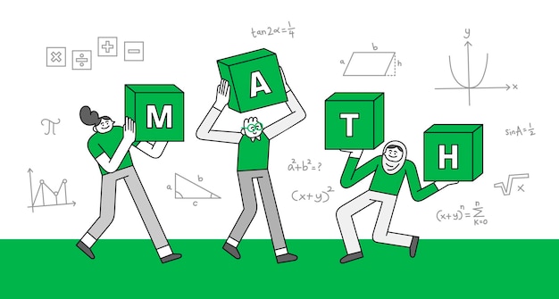 Matematyka Temat Ręcznie Rysowane Ilustracja Postaci