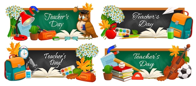 Plik wektorowy materiały edukacyjne i tablica na dzień nauczyciela