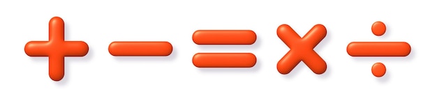 Math 3d Icon Set Pomarańczowy Arytmetyka Plus Minus Równa Się Znaki Mnożenia I Dzielenia Ilustracja Wektora