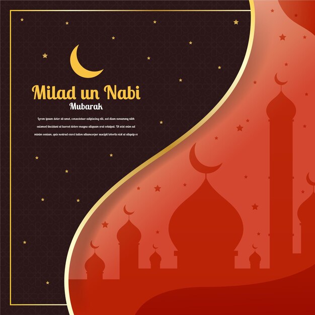 Mawlid Milad-un-nabi Powitanie Meczetem I Księżycem