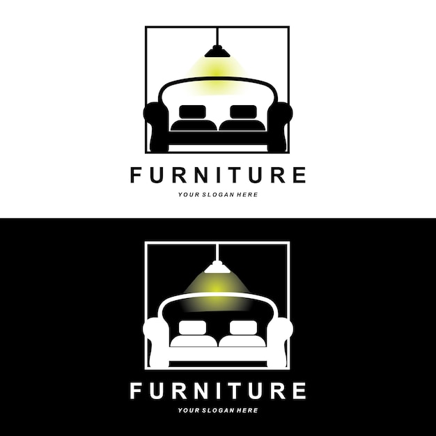 Plik wektorowy meble logo wyposażenie domu projekt pokój ikona ilustracja stół krzesło lampa rama zegar doniczka