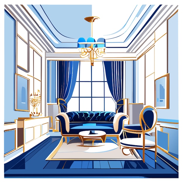 Plik wektorowy meble wnętrz pokojowe dekoracja luksusowa dom luksusowy wnętrze mieszkalne wygodny dom