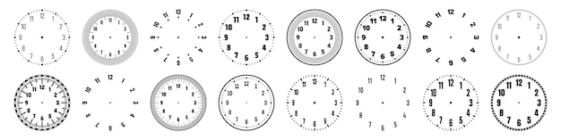 Plik wektorowy mechaniczne tarcze zegarowe z liczbami arabskimi, tarcza zegarowa z minutami, godzinami i liczbami