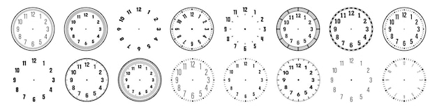 Plik wektorowy mechaniczne tarcze zegarowe z liczbami arabskimi, tarcza zegarowa z minutami i liczbami