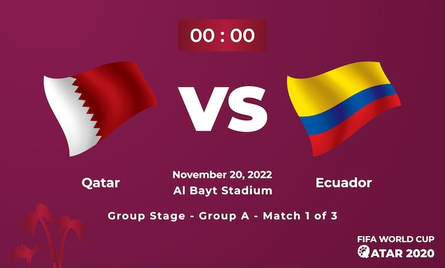 Mecz piłki nożnej Qatar VS EcuadorSzablon FIFA World Cup w Katarze 2022