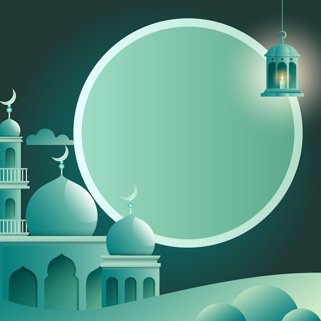 Meczet I Niebo Szczęśliwe Tło Mediów Społecznościowych Eid Al Fitr