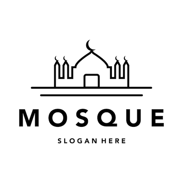 Meczet Islam Linii Sztuki Logo Wektor Minimalistyczny Projekt Ilustracji