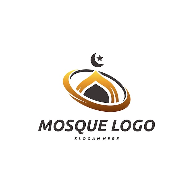 Meczet Projektuje Logo Koncepcja Wektor Luksusowy Symbol Logo Islamskiego