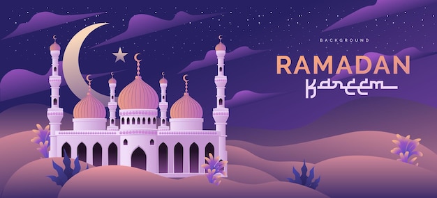 Plik wektorowy meczet uroda ramadan kareem banner projekt szablonu ilustracji wektorowych