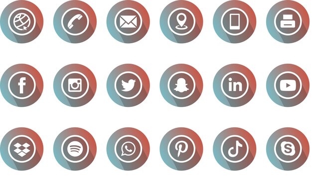Plik wektorowy media społecznościowe i pakiet ikon
