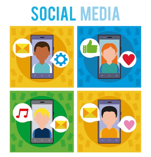 Media Społecznościowe I Smartfony Kolorowe Kwadratowe Ramki
