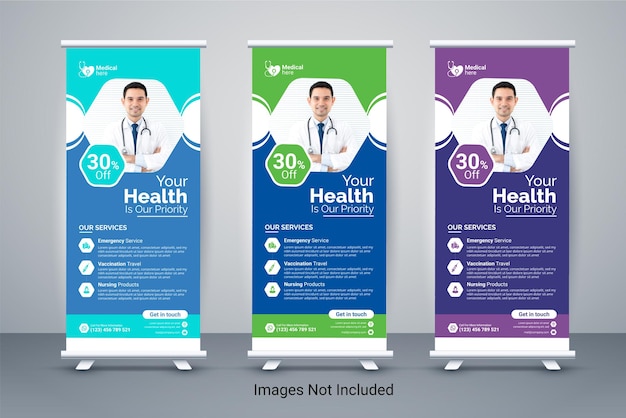 Medical Health Care Roll Up Banner Stand Banner Szablon