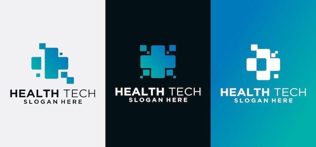 Medical Health Digital Logo Design Vector Template Logo Zdrowia Z Koncepcją Technologii