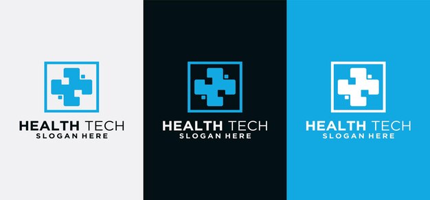 Medical Health Digital Logo Design Vector Template Logo Zdrowia Z Koncepcją Technologii