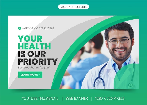 Medical Healthcare Clinic Youtube Thumbnail And Web Banner Design Vector Premium Template