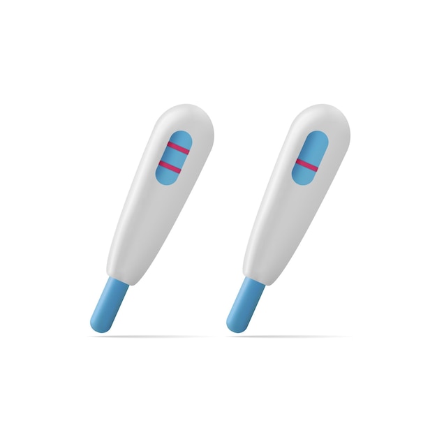 Medyczna koncepcja kreskówki dla dorosłych kobiet test ciążowy sprawdź narzędzie 3d ilustracja renderowania 3d ikona na białym tle
