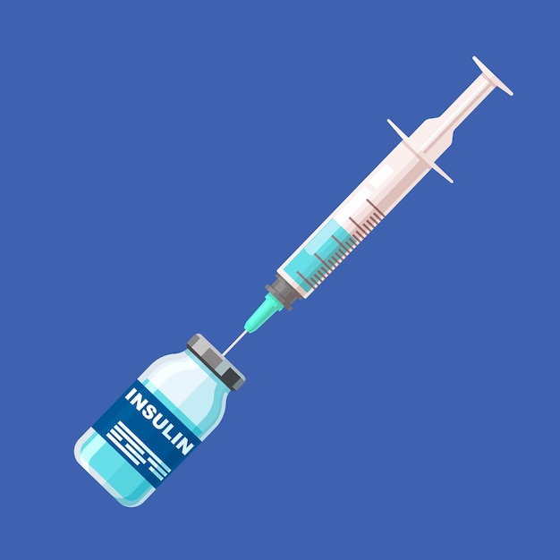 Plik wektorowy medyczna strzykawka z butelką insuliny