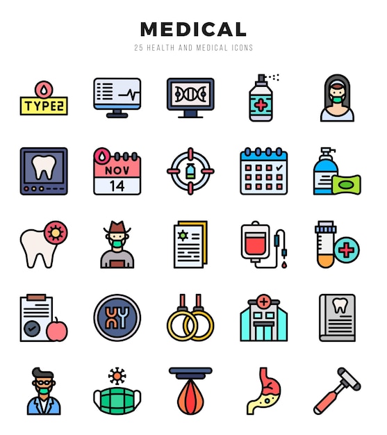 Medyczny Pakiet Ikon Dla Prezentacji Mobilnej Witryny Internetowej I Projektowania Logo