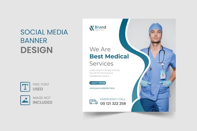 Plik wektorowy medyczny post w mediach społecznościowych i szablon projektu banera