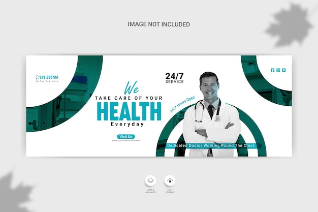 Plik wektorowy medyczny szablon banera społecznościowego facebook okładka dla lekarza
