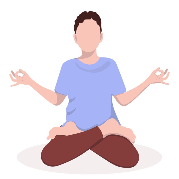 Plik wektorowy medytujący mężczyzna medytacja relaksacja mężczyzna chłopiec
