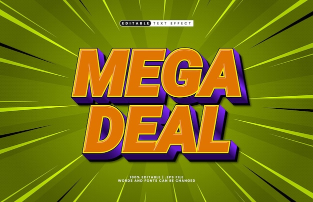 mega deal edytowalny efekt tekstowy z stylem tekstu sprzedaży i zniżki