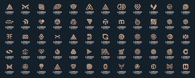Mega kolekcja abstrakcyjnych logo Abstrakcyjna koncepcja projektowania marki z złotym gradientem