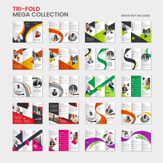 Mega Pack Kolorowy Geometryczny Trifold Broszura Szablon Mega Kolekcja Broszura Projekt