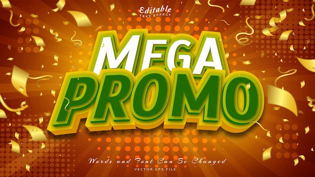 Mega promo 3d edytowalny efekt tekstowy