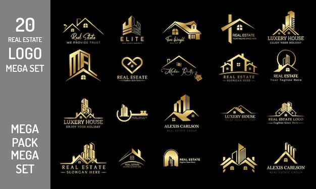 Mega Set I Big Group Real Estate Building And Construction Logo Vector Design