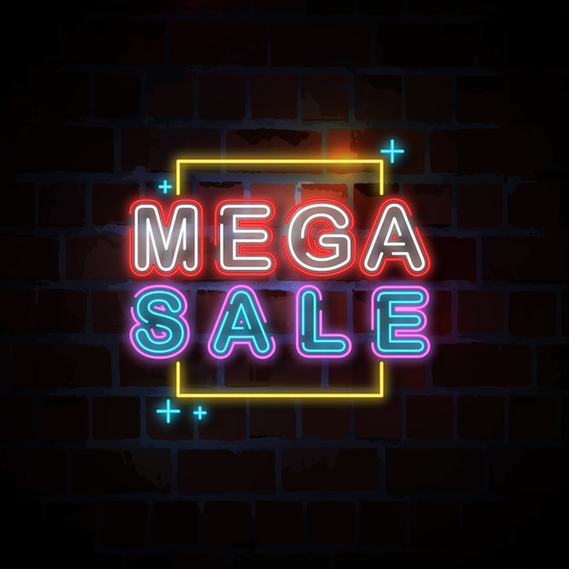 Mega Sprzedaż Neon Znak Ilustracja