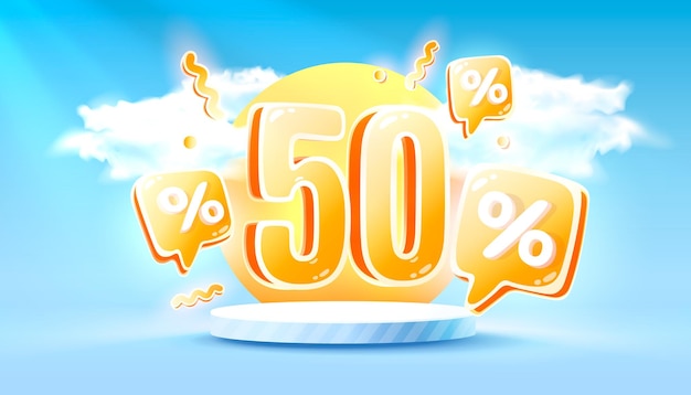 Mega Wyprzedaż Oferta Specjalna Lato 50 Off Wyprzedaż Banner Promocja Tablicy Wektor