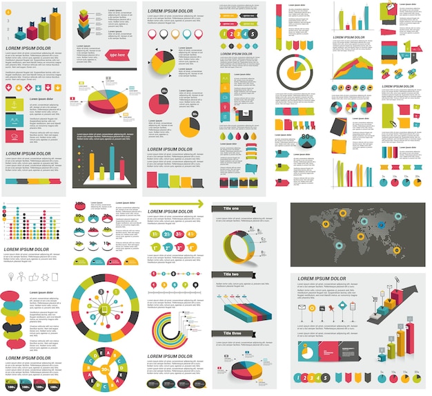 Mega zestaw elementów infografiki wykresy wykresy koło wykresy diagramy dymki.
