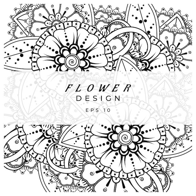 Mehndi kwiat dekoracyjny ornament w etnicznym stylu orientalnym doodle ornament zarys rysowania ręcznego
