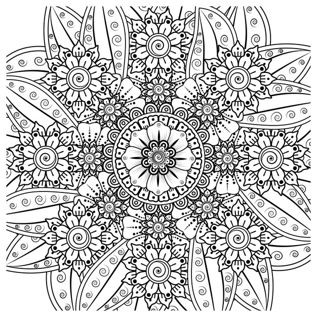Mehndi Kwiat Dekoracyjny Ornament W Etnicznym Stylu Orientalnym Doodle Ornament Zarys Rysowania Ręcznego