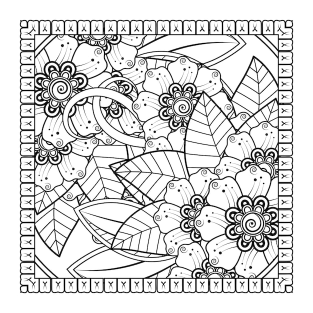 Mehndi Kwiat Dekoracyjny Ornament W Etnicznym Stylu Orientalnym Doodle Ornament Zarys Rysowania Ręcznego