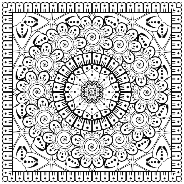 Mehndi Kwiat Dekoracyjny Ornament W Etnicznym Stylu Orientalnym Doodle Ornament Zarys Rysowania Ręcznego