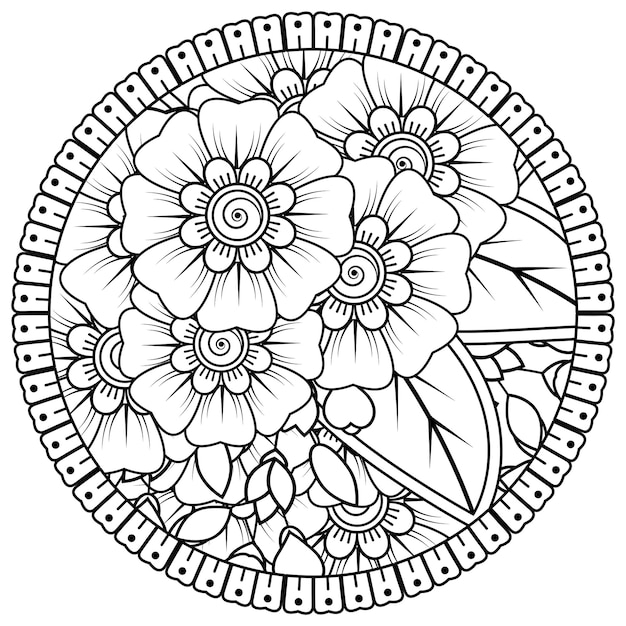 Mehndi Kwiat Dekoracyjny Ornament W Etnicznym Stylu Orientalnym Doodle Ornament Zarys Rysowania Ręcznego