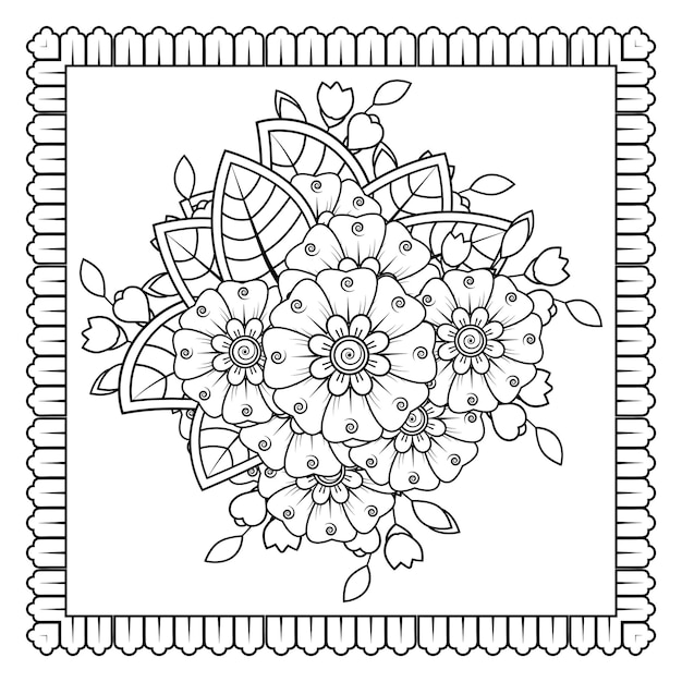 Mehndi Kwiat Do Dekoracji Tatuażu Z Henny Mehndi Dekoracyjny Ornament W Etnicznym Stylu Orientalnym